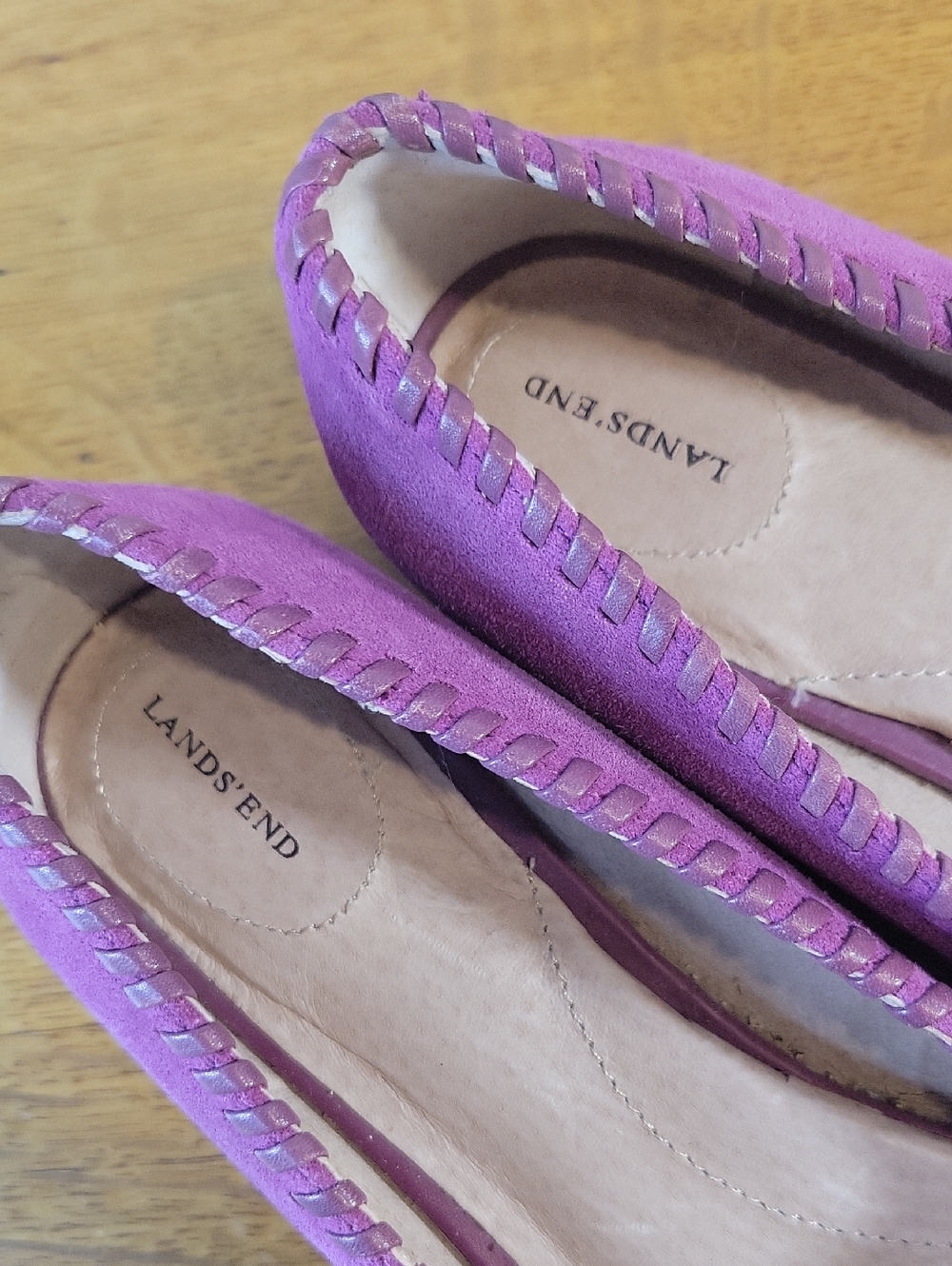 Lands' End Purple Suede Whipstitch Flats Womens Size 6½B - Picture 3 of 16